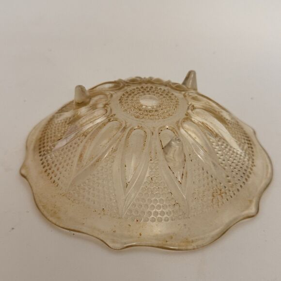Vintage Pressed Glass Dish – 6” Clear Sunburst Pattern Scalloped Edge Bowl - Picture 7 of 7